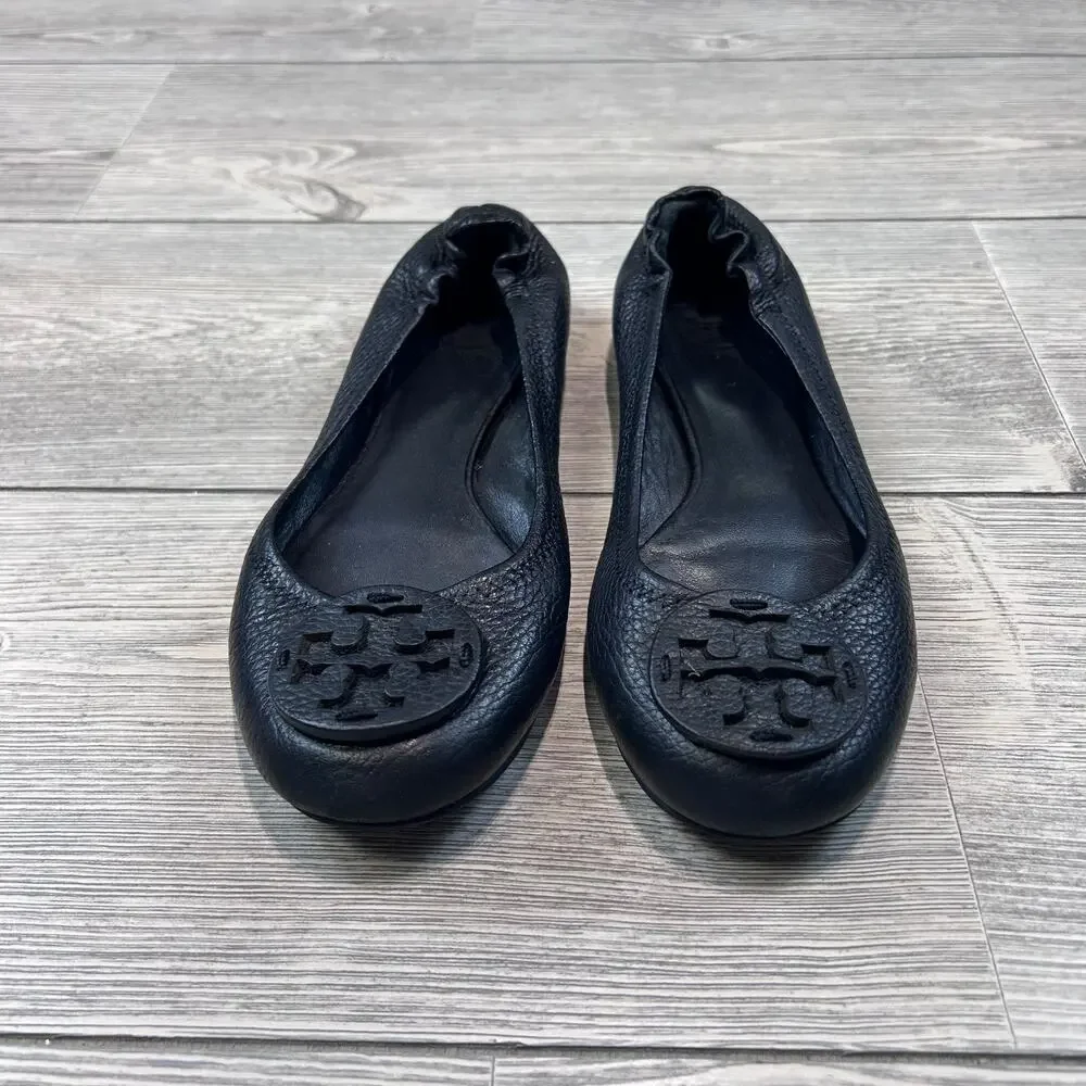 Tory Burch Leather Ballet Flats Black 7.5 EUC